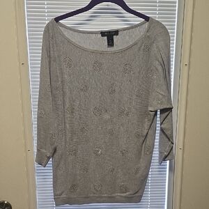 White House Black Market Silver Embellished Top